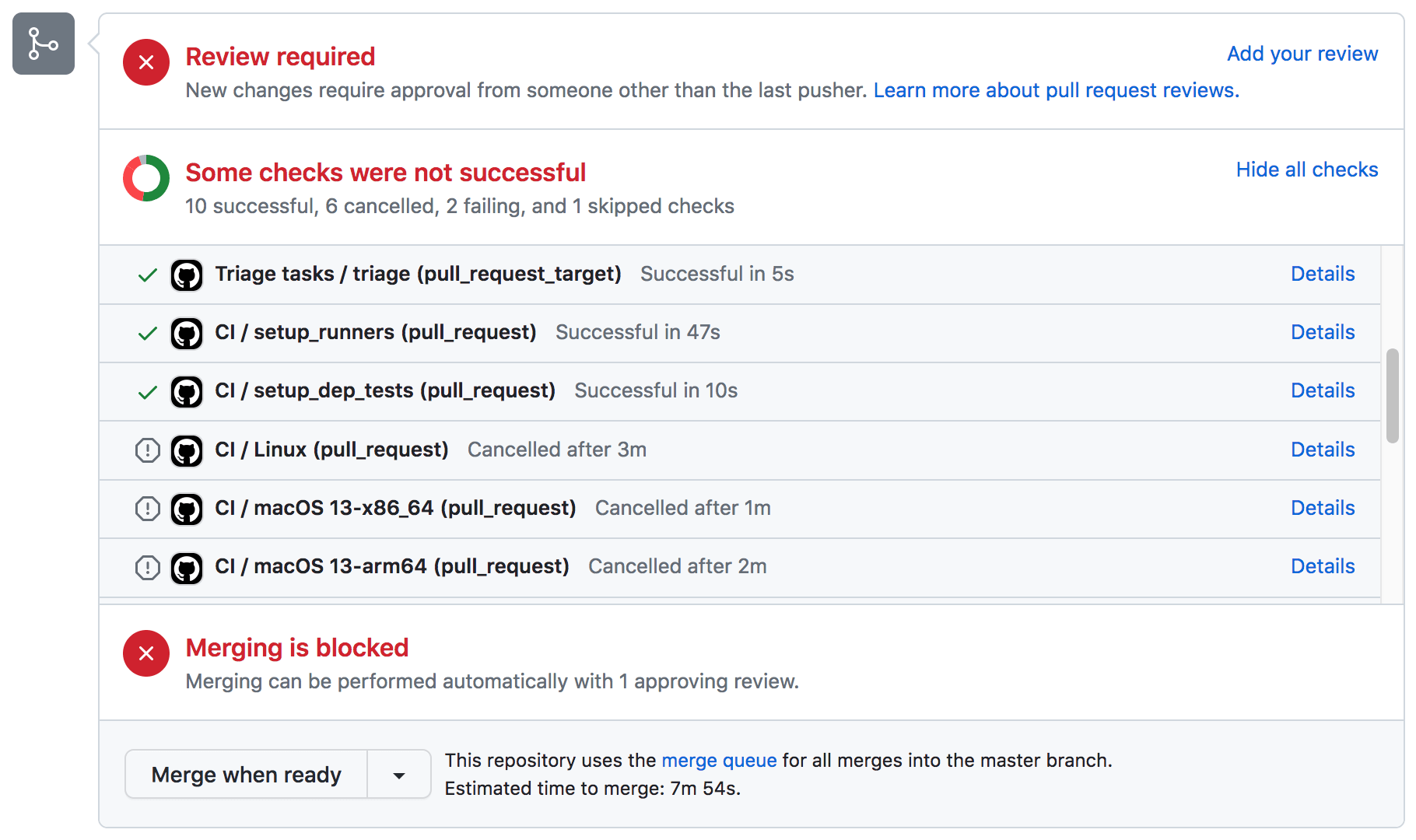 Failed Pull Request