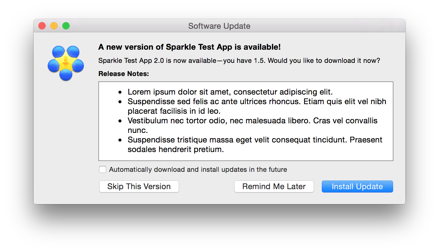 Sparkle update window